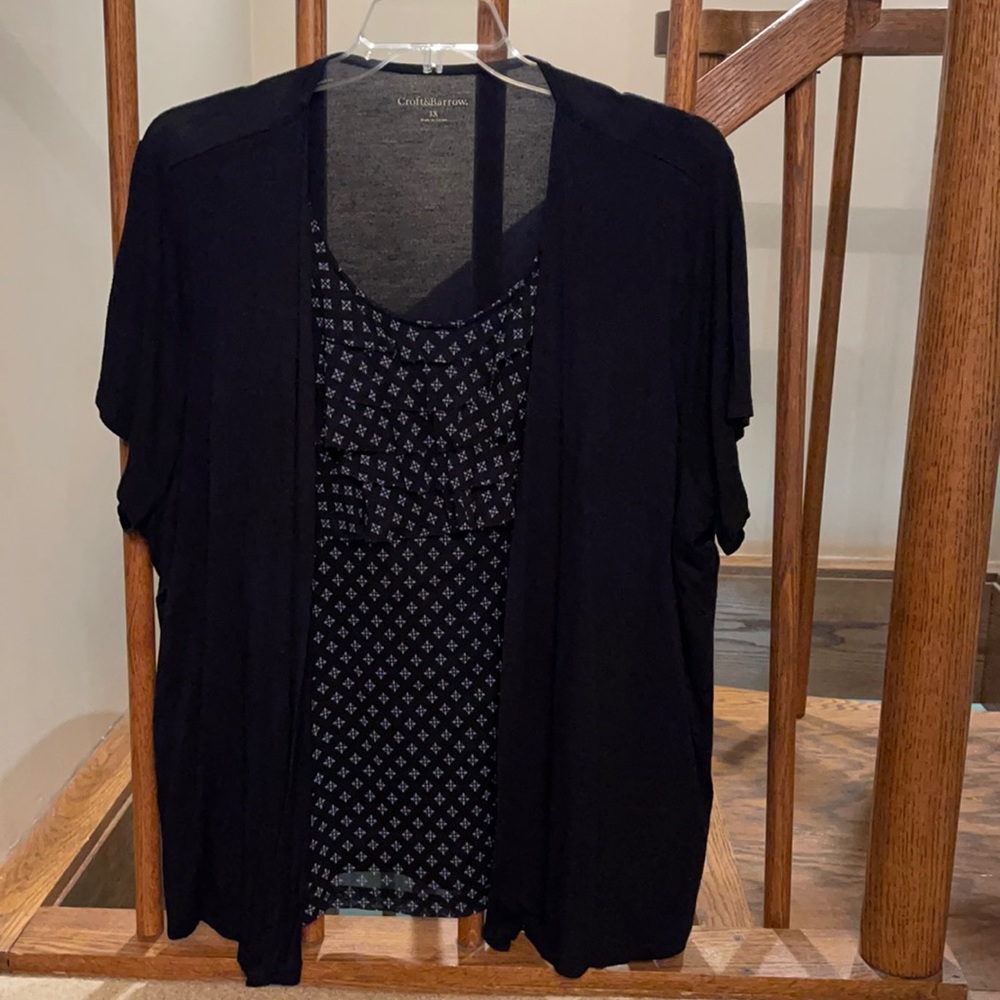 Croft & Barrow ruffle top with attached cardigan